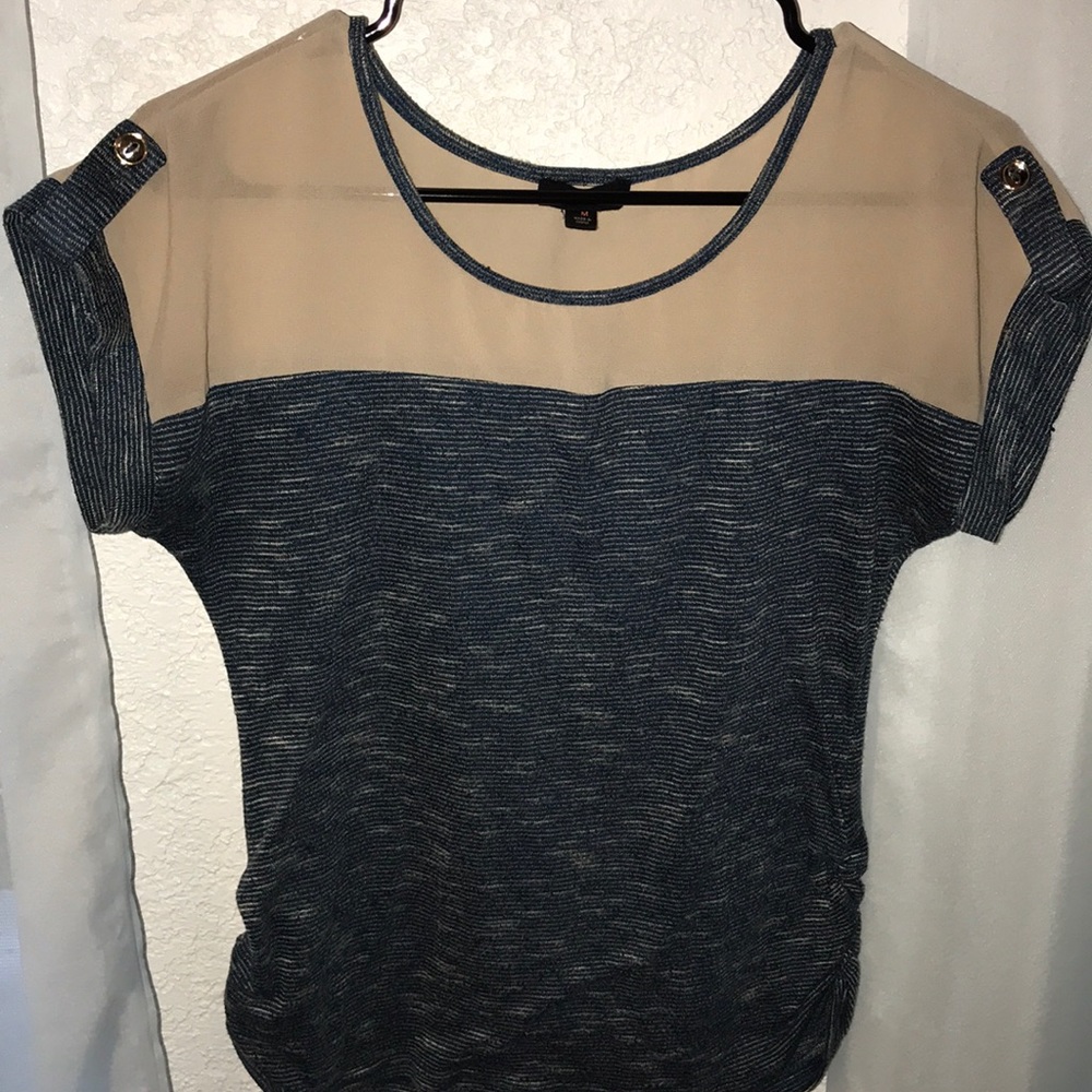 Cream and navy shirt